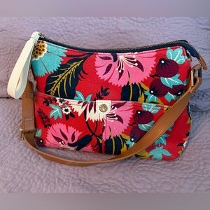 Spartina 449 Red and Pink Crossbody Bag Floral Design